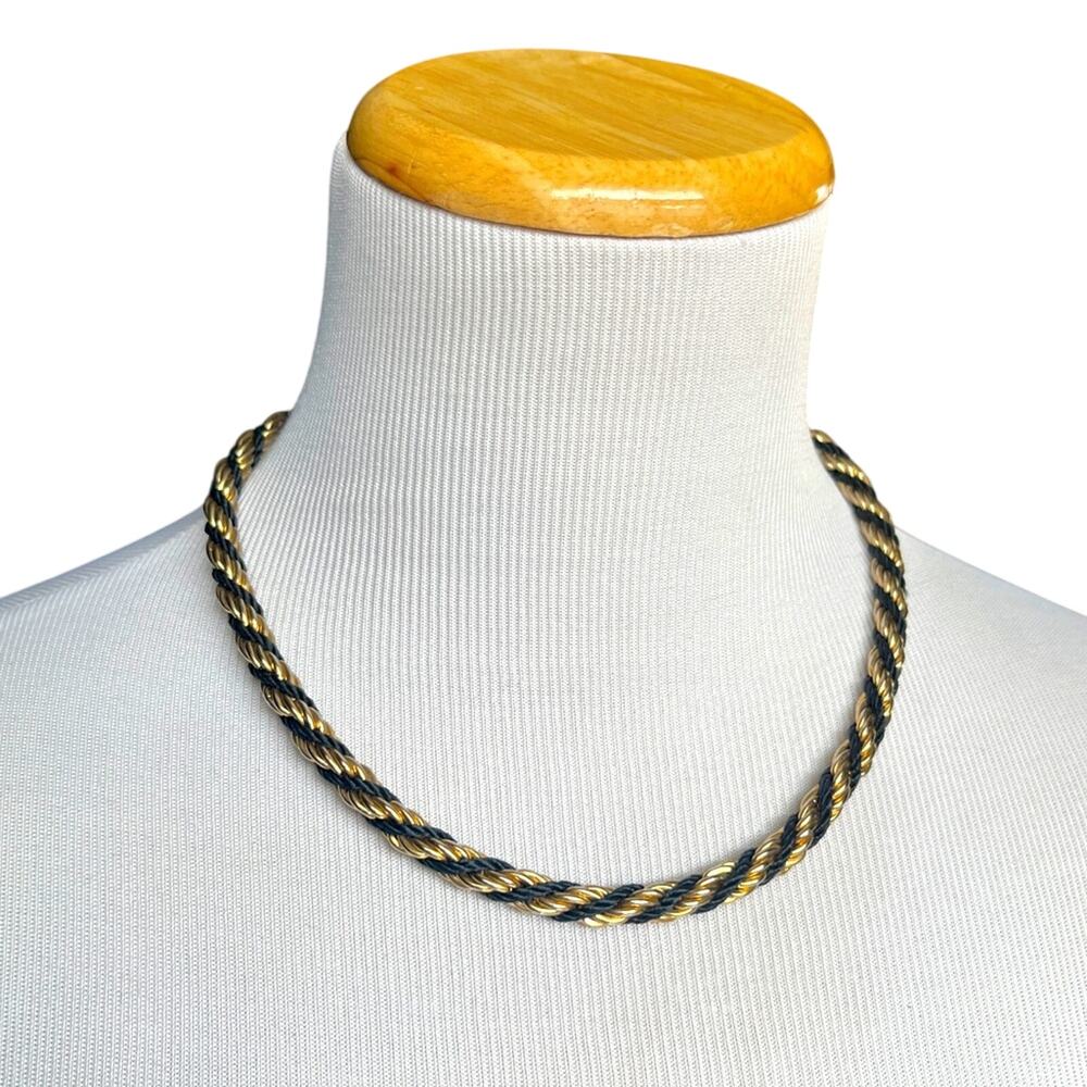 Vintage Gold and Black Twisted Rope Chain Necklace 17.5" Unisex Y2K